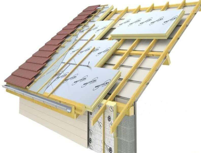 Isolation par lexterieure methode du Sarking pour toiture inclinee R 4.55
